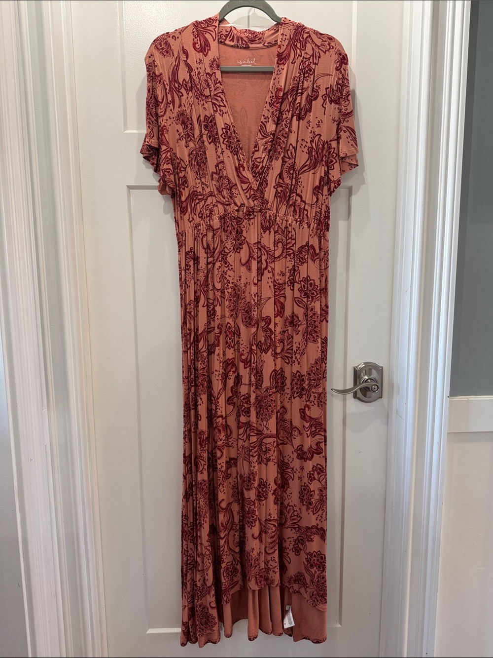 Isabel Maternity Women’s Rust-Pink Floral Wrap Maxi Dress Size XLarge